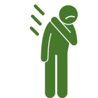 Icône d'une personne courbée, représentant la douleur ou les affections chroniques